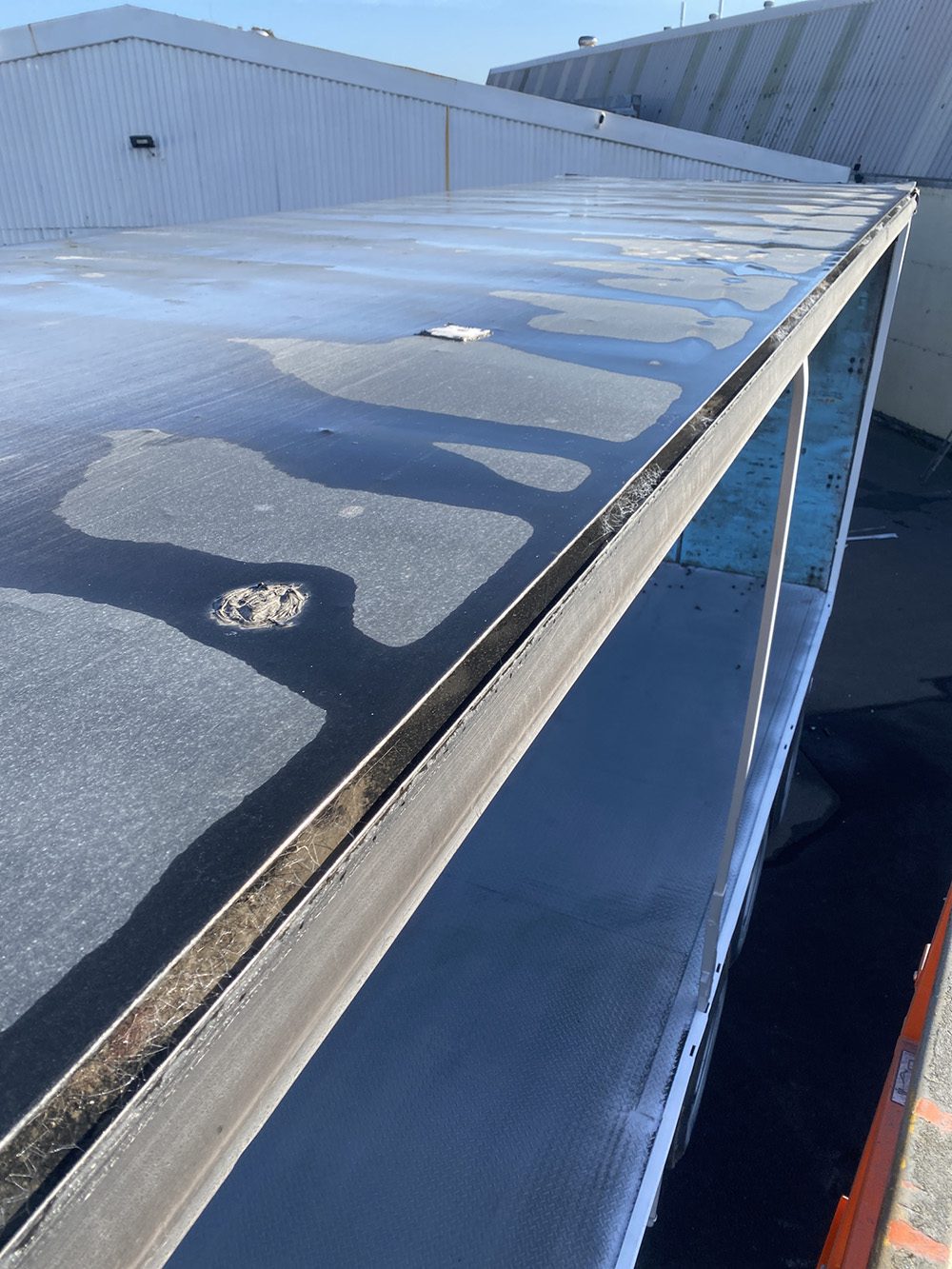 old damaged tautliner roof needing repair